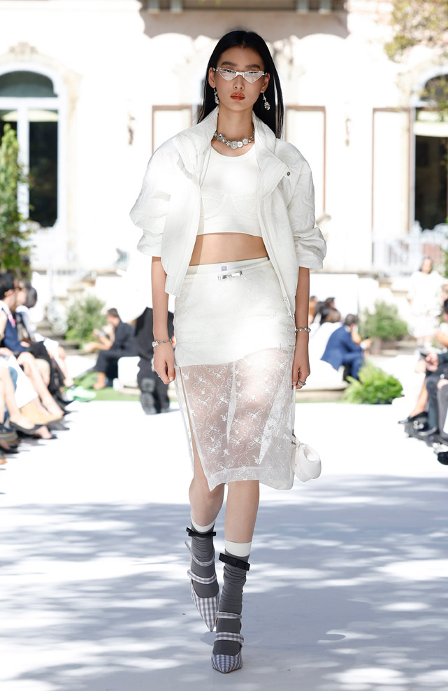 Olympic Champion Eileen Gu walks for Bosideng at Milan Fashion Week.