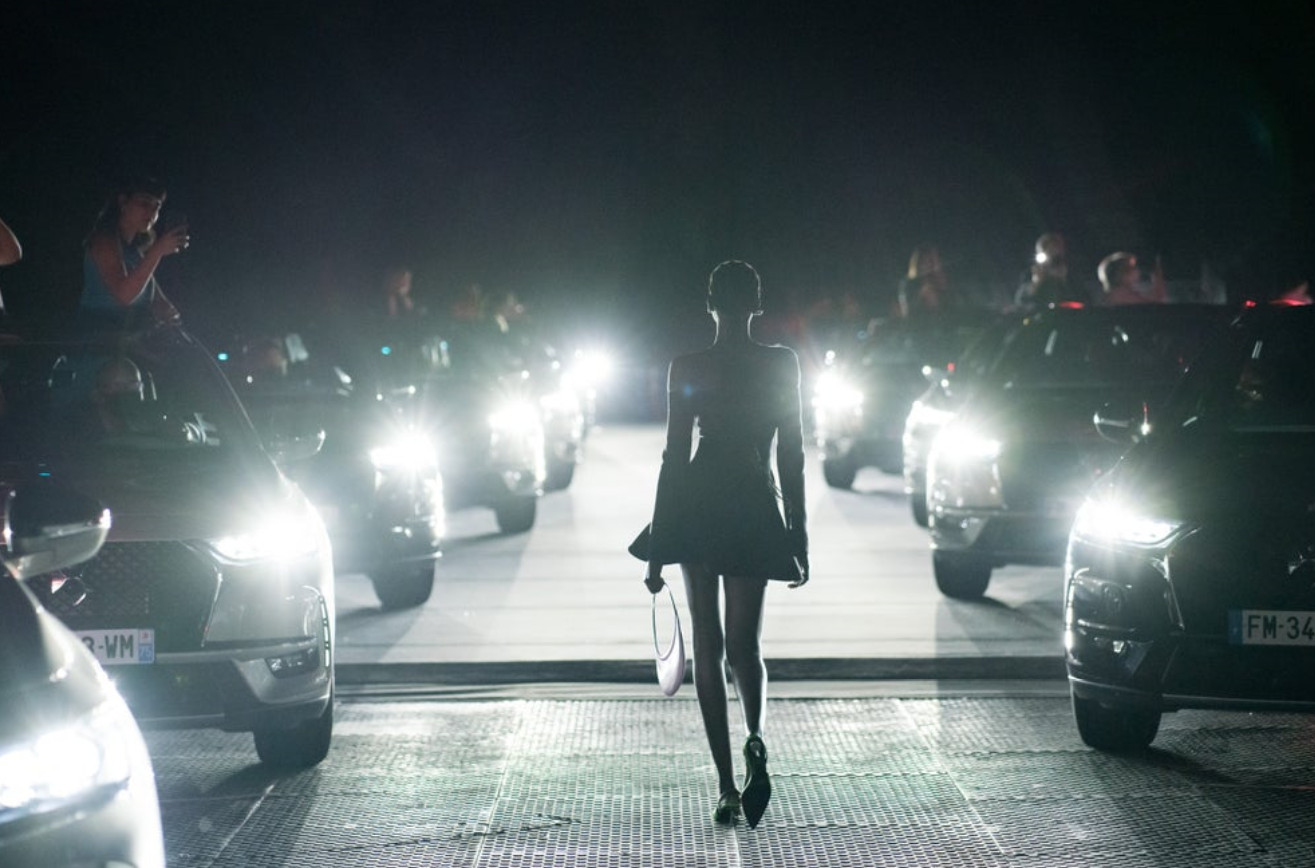 Coperni aw21 first ever 'drive in' runway at paris fashion week