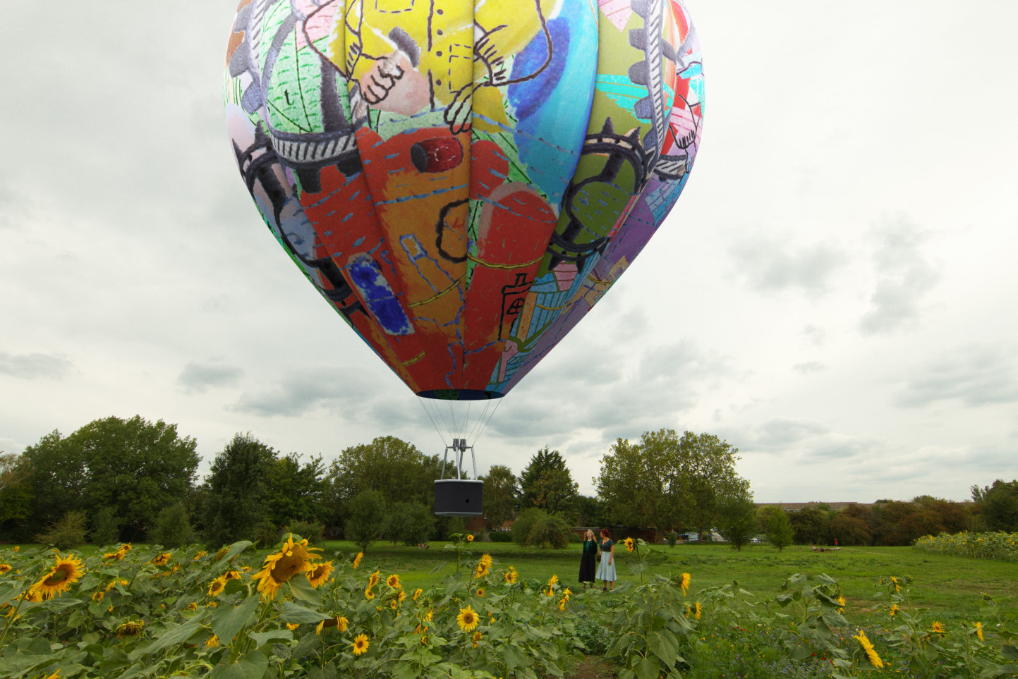 Hot air balloon sculpture and royal school of needlework collaboration launch and flight dates announced