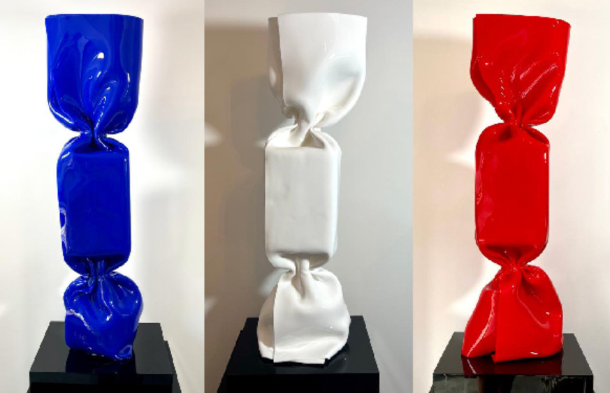 Wrapping bonbons bleu, blanc, rouge 80 cm